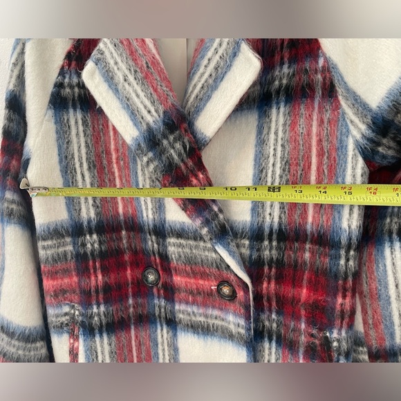 ASOS Red and Blue Plaid Trench Coat - Picture 15 of 16